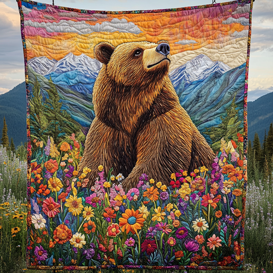 Mountain Majesty Bear Quilted Blanket - Throw (55" x 60")