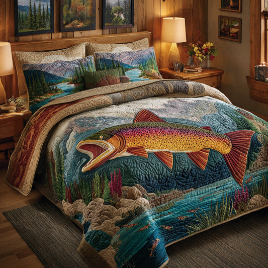 Mountain Trout 3-Piece Quilted Bedding Set - Single (59" x 70")