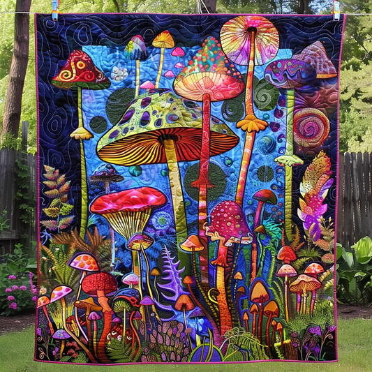 Mushroom Magic Quilted Blanket - Throw (55" x 60")