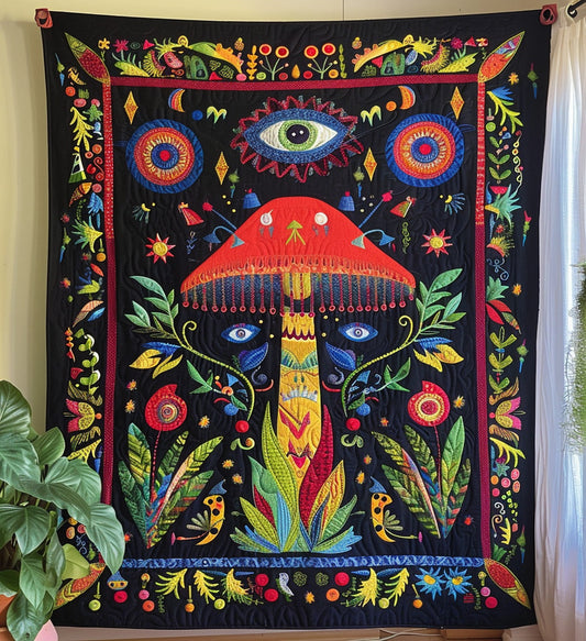 Mushroom Mania Quilted Blanket - Throw (55" x 60")