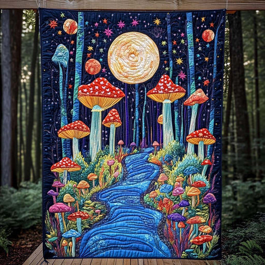 Mushroom Glow Quilted Blanket - Throw (55" x 60")