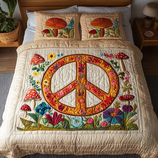 Mushroom Serenity 3-Piece Quilted Bedding Set - Single (59" x 70")