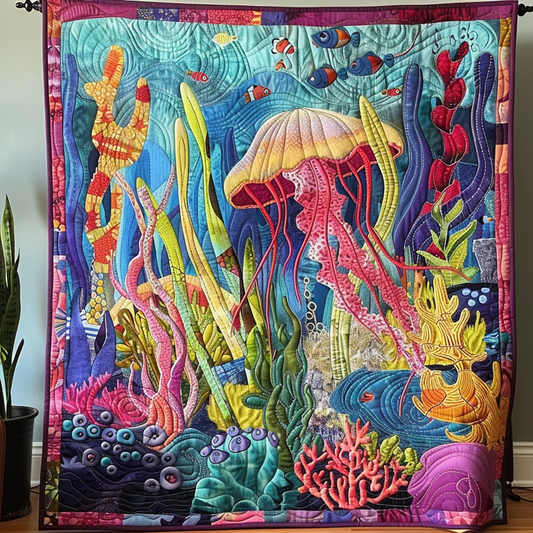 Mystic Reef Quilted Blanket - Throw (55" x 60")