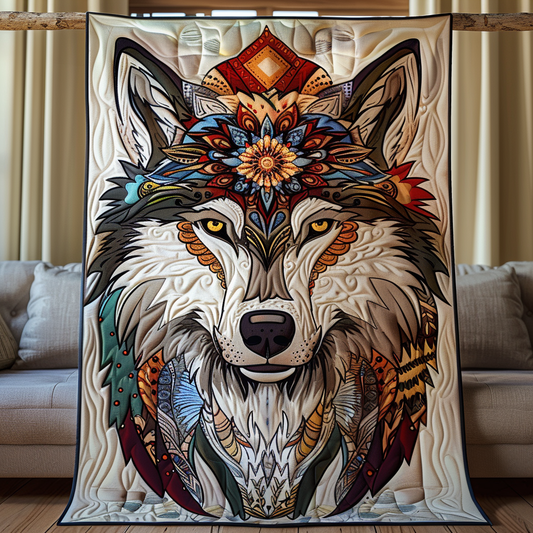 Mystic Wolf Quilted Blanket - Throw (55" x 60")