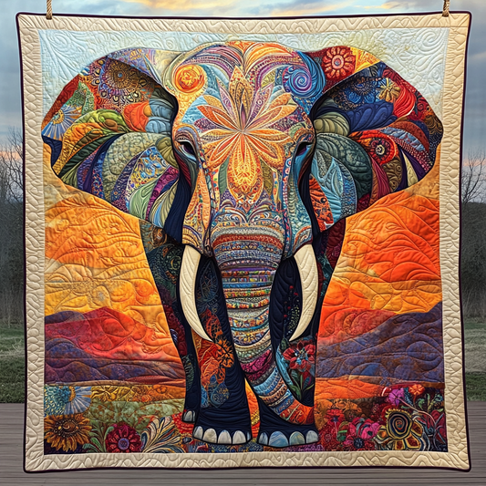 Mystic Elephant Quilted Blanket - Throw (55" x 60")