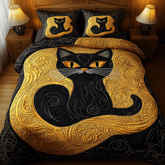 Mystical Whiskers 3-Piece Quilted Bedding Set - Single (59" x 70")