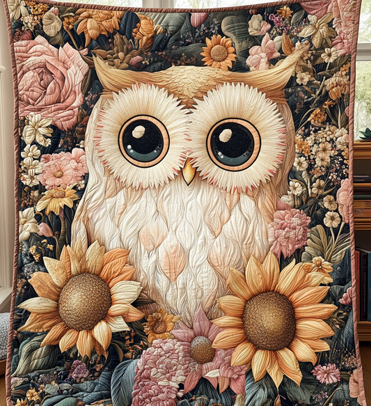 Mystical Owl Garden Quilted Blanket - Throw (55" x 60")
