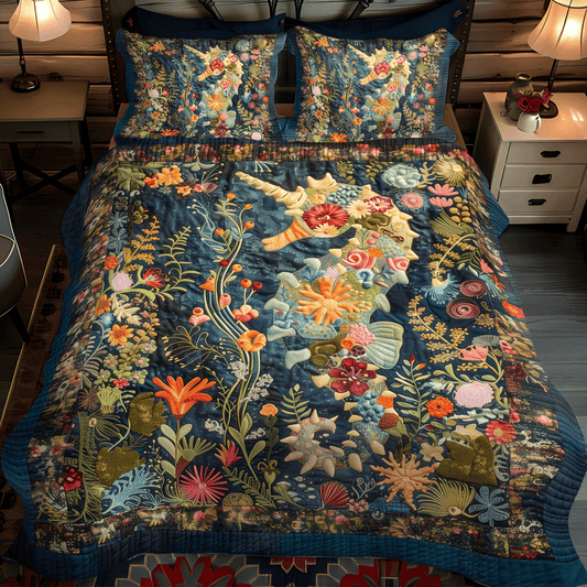 Mystical Seahorse 3-Piece Quilted Bedding Set - Single (59" x 70")