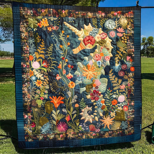 Mystical Seahorse Quilted Blanket - Throw (55" x 60")
