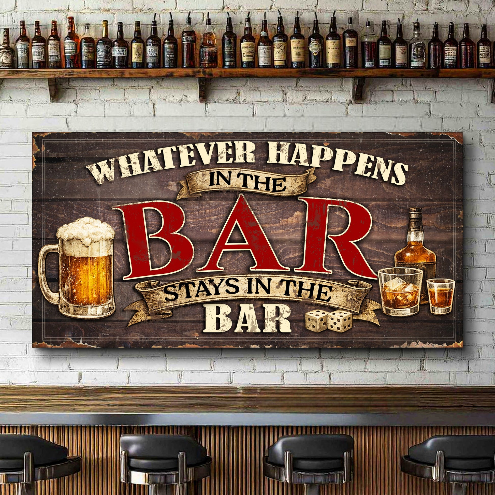 What Happens in the Bar Wall Sign