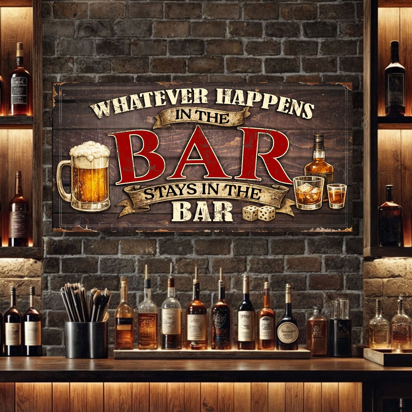 What Happens in the Bar Wall Sign