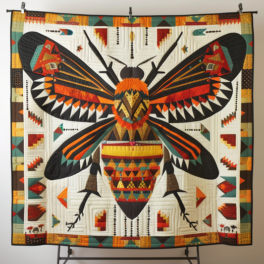 Native Bee Quilted Blanket - Throw (55" x 60")