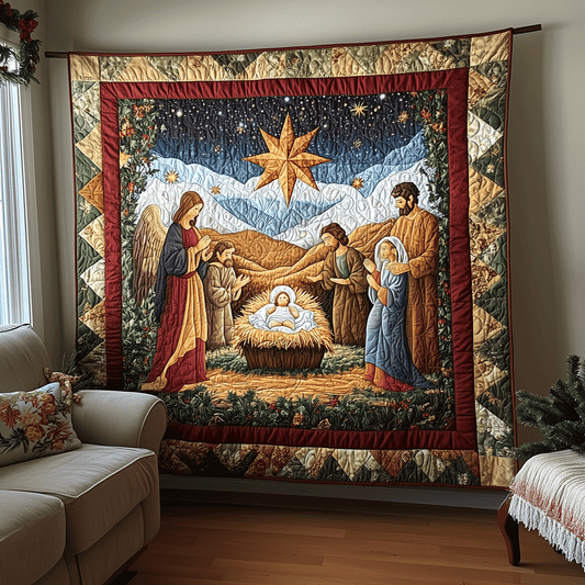 Nativity Tale Quilted Blanket - Throw (55" x 60")