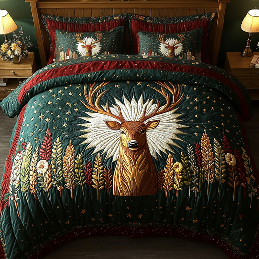Nature Crown 3-Piece Quilted Bedding Set - Single (59" x 70")