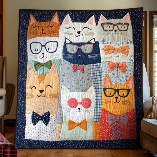 Nerdy Cats Quilted Blanket - Throw (55" x 60")