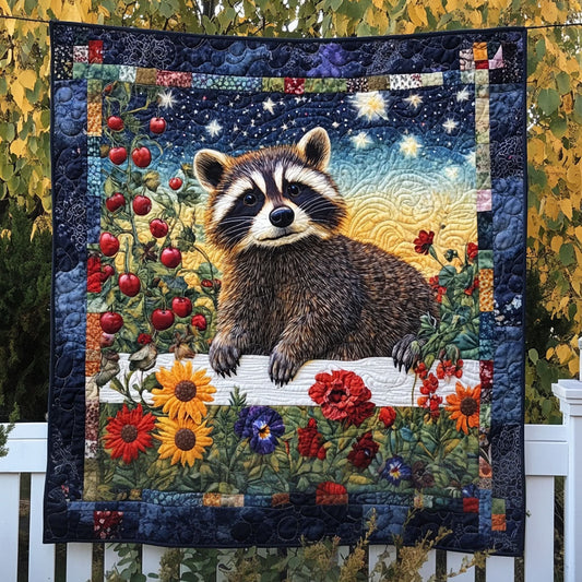 Nighttime Raccoon Quilted Blanket - Throw (55" x 60")