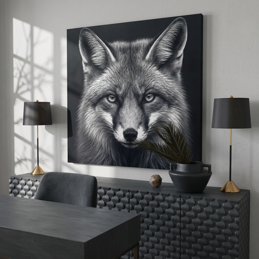 Noir Fox - 23"x23" - canvas