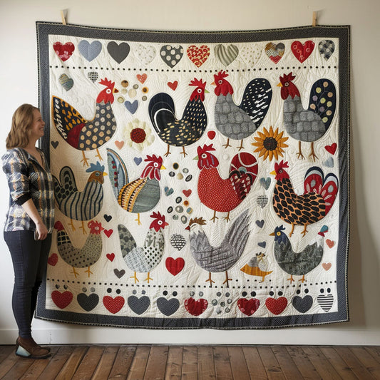 Nostalgic Hen Quilted Blanket - Throw (55" x 60")