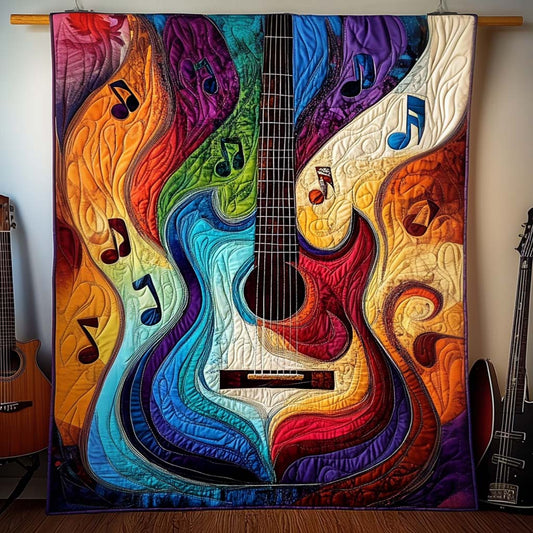 Notes In Color Waves Quilted Blanket - Throw (55" x 60")