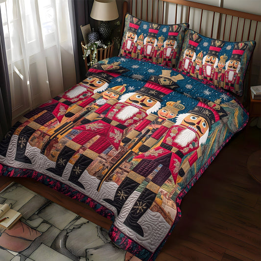 Nutcracker Elegance 3-Piece Quilted Bedding Set - Single (59" x 70")