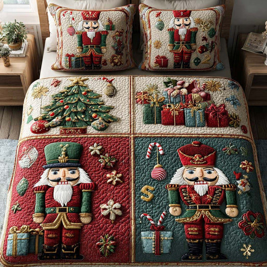 Nutcracker Joy 3-Piece Quilted Bedding Set - Single (59" x 70")