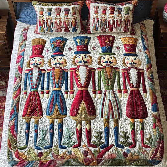 Nutcracker Parade 3-Piece Quilted Bedding Set - Single (59" x 70")