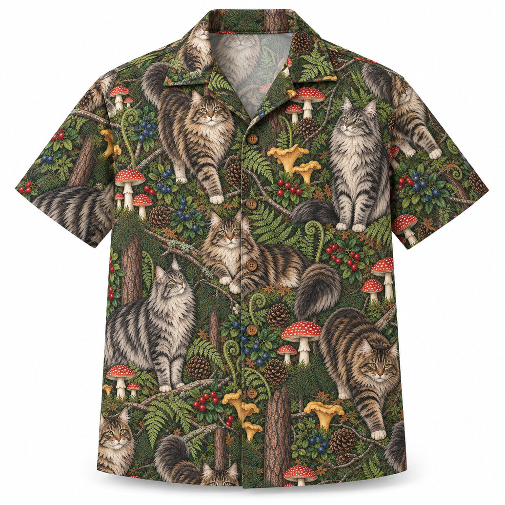 Maine Coon Woodland Forage Hawaiian Shirt
