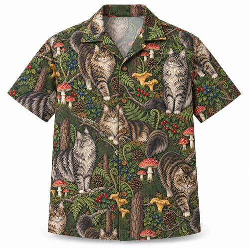Maine Coon Woodland Forage Hawaiian Shirt