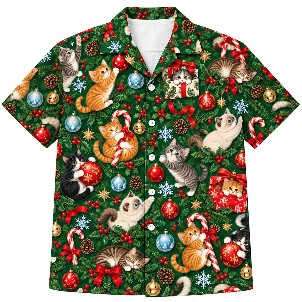 Mistletoe Mischief Cats Hawaiian Shirt
