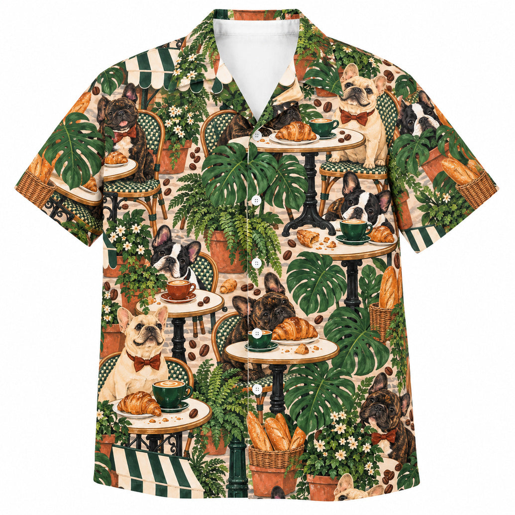 Frenchie Espresso Boulevard Hawaiian Shirt