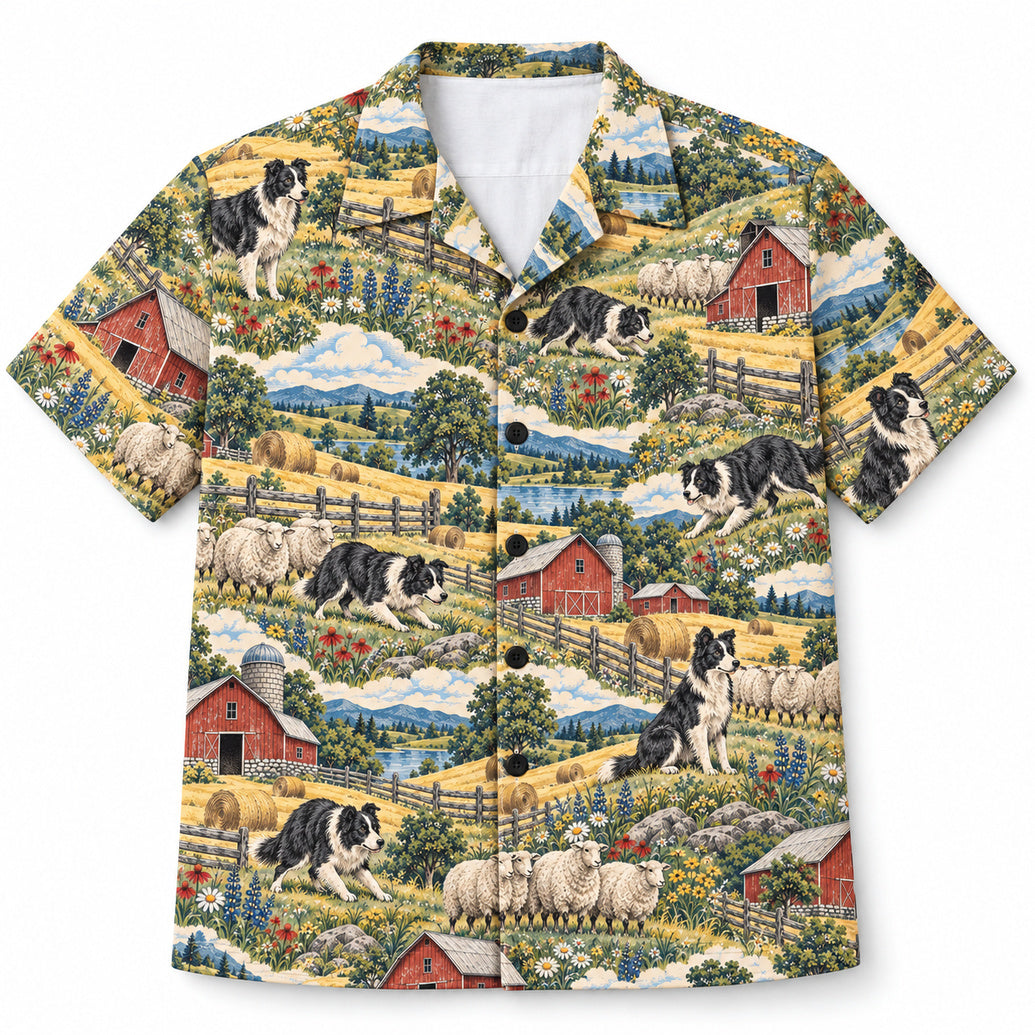 Border Collie Meadow Herd Hawaïshirt