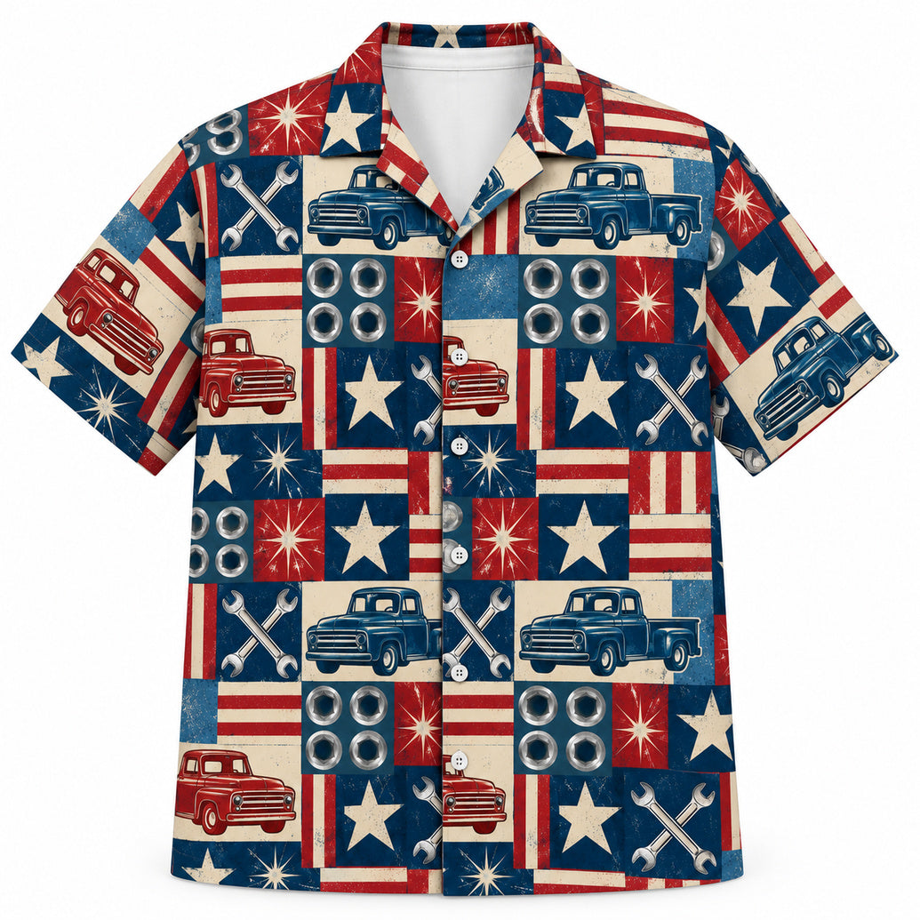 Hawaiihemd „Stars, Stripes & Socket Sets“