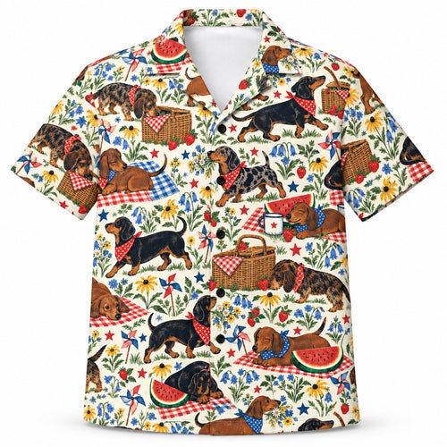 Teckel Star-Spangled Picnic Hawaïshirt
