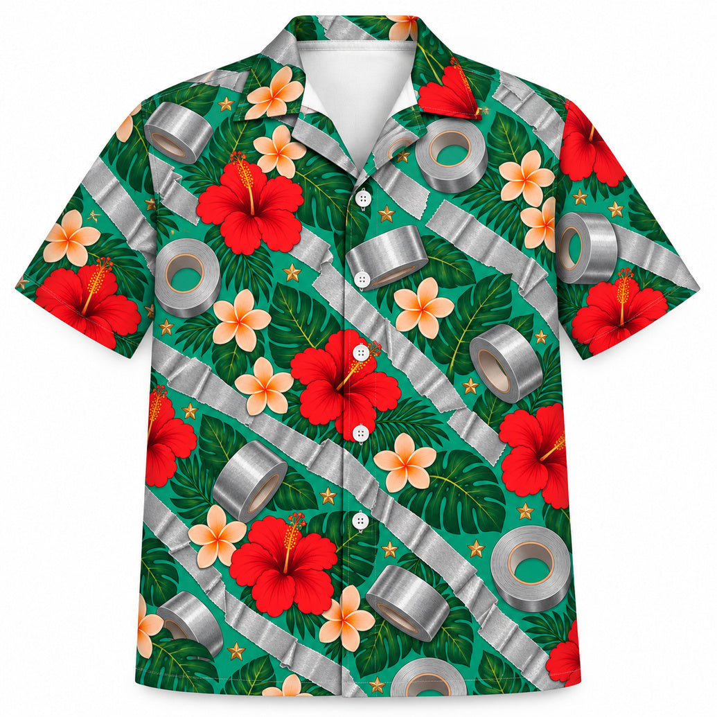 Tropical Tape Patchwork Hawaiian Shirt
