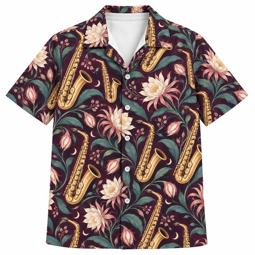 Saxophone Moon Garden Hawaiian Shirt