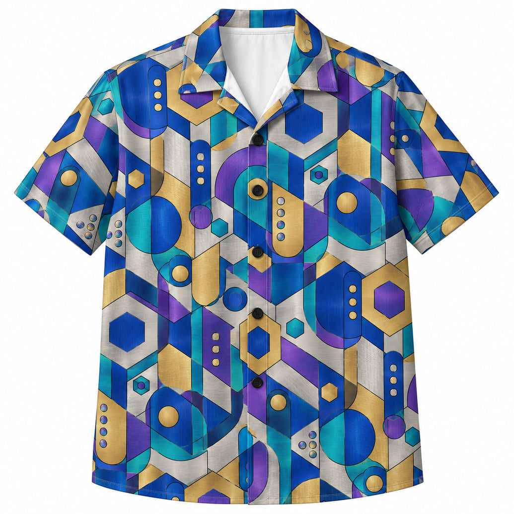 Stainless Aurora Geometry Hawaiian Shirt