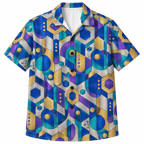 Stainless Aurora Geometry Hawaiian Shirt