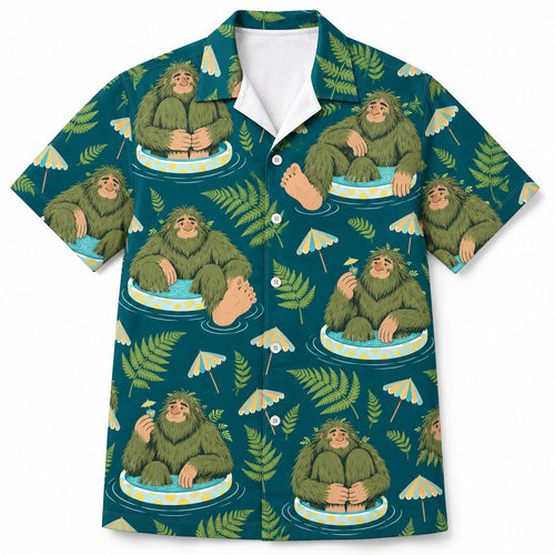 Bigfoot's Tiny Pool Party Hawaiian Shirt