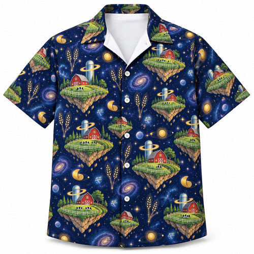 Orbiting Red Barns Hawaiian Shirt