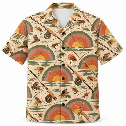 Sunset Fly Rod Archive Hawaiian Shirt