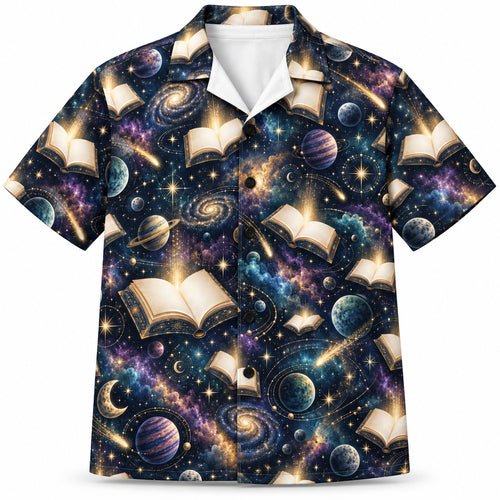 Celestial Open-Book Orbit Hawaiian Shirt