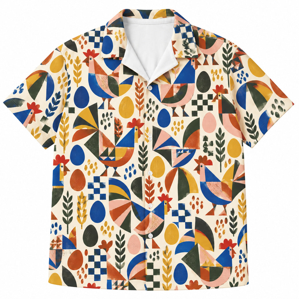 Faceted Flock Mosaic Hawaiian Shirt
