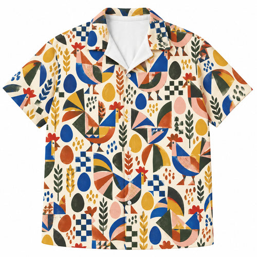 Faceted Flock Mosaic Hawaiian Shirt