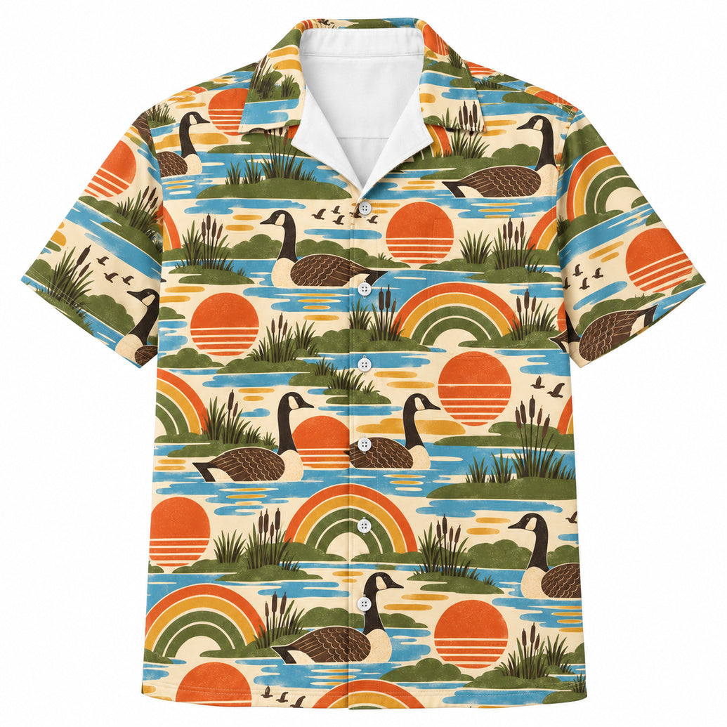 Harvest Sky Goose Moderne Hawaiian Shirt