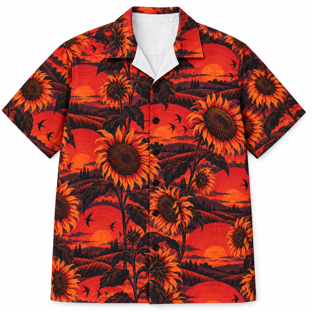 Sunflower Ember Silhouettes Hawaiian Shirt