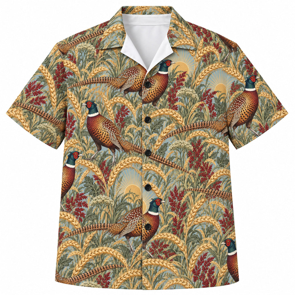 Golden Stubble Pheasant Hawaiian Shirt