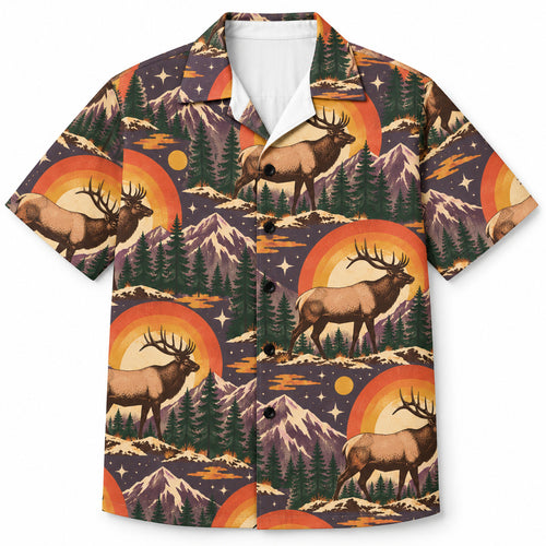 Canyon Sunset Elk Hawaiian Shirt
