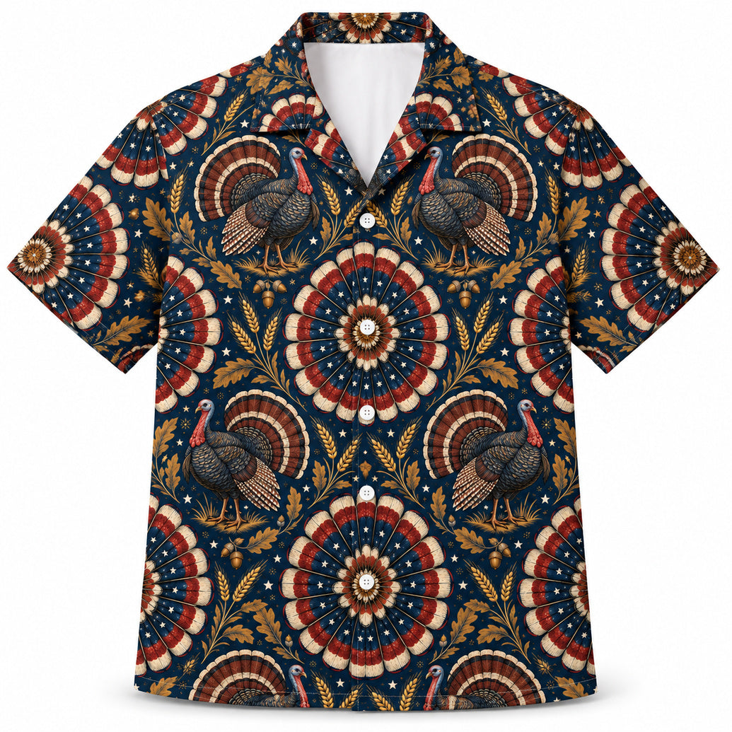 Featherstripe Turkey Americana Hawaiian Shirt