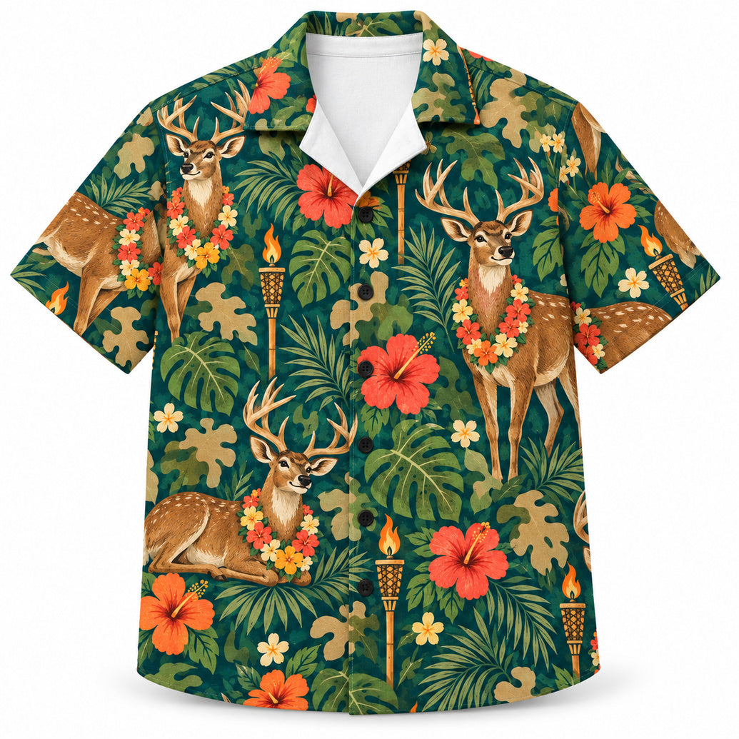 Tiki Trail Buck Luau Hawaiian Shirt