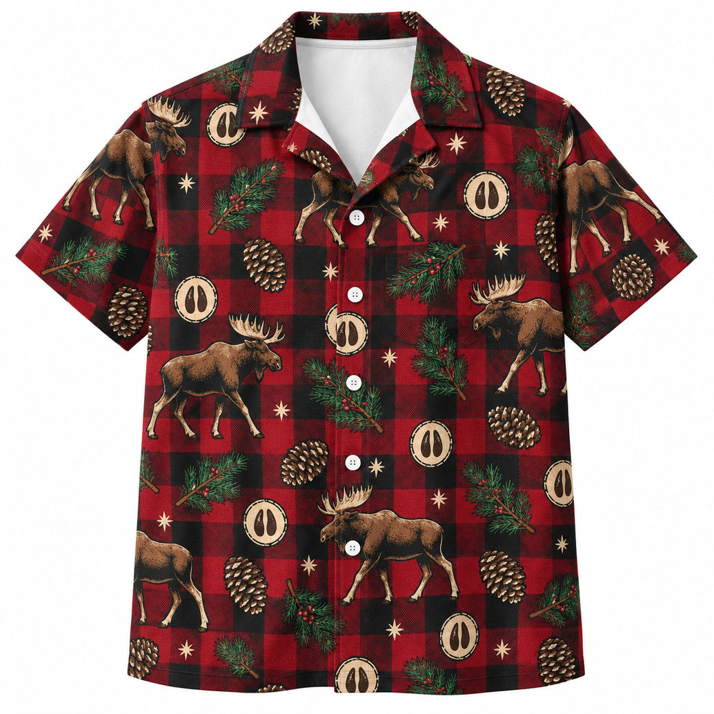 Lodgepole Moose Plaid Hawaiian Shirt